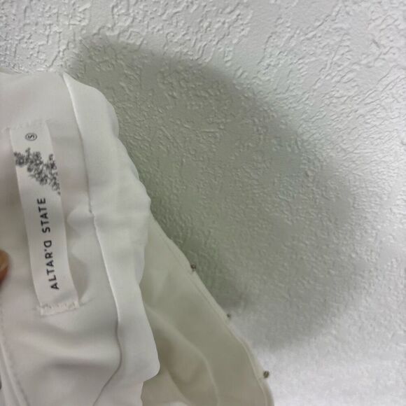 2 Pc Set! Altar'd State White with Jeweled Stripe Cropped Tank & Mini Skirt - Picture 11 of 12